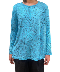 Center Seam A Line Long Sleeve Tee Turquoise