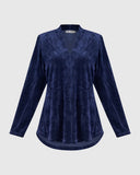 Navy Velvet Top