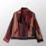 Woven Handloom Ikat With Ombre Kantha Lapeled Short Jacket