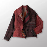 Woven Handloom Ikat With Ombre Kantha Lapeled Short Jacket