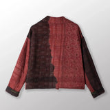 Woven Handloom Ikat With Ombre Kantha Lapeled Short Jacket