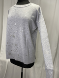Pure Amici Gray Cashmere Sweater With Silver Splatter
