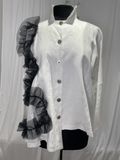 Black Chiffon White Linen Shirt