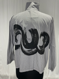 Gray Pinstripe Cropped Asymmetrical Stroke Shirt