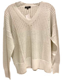 Perforated Sparkle V-Neck Sweater