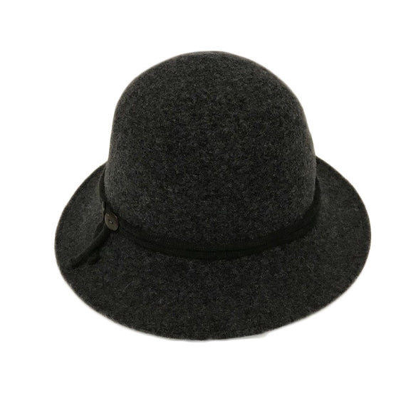 Wool Brim Hat with Tie and Buttons