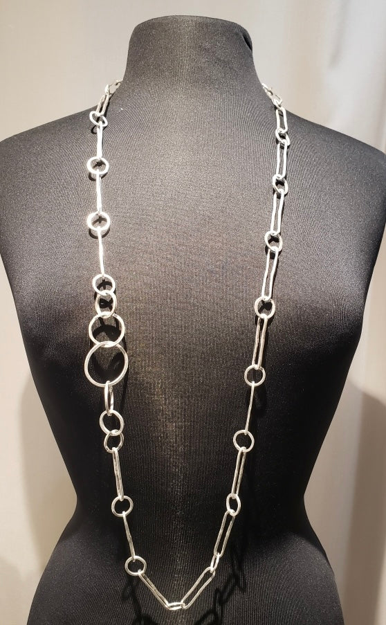 Long Pewter Chain Link Necklace