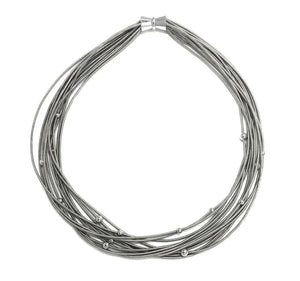 Wire Necklace wIth Silver Beads