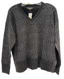 Perforated Sparkle V-Neck Sweater