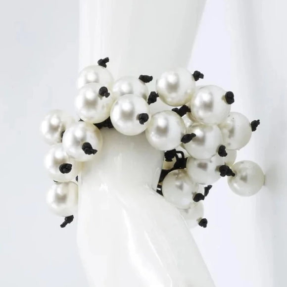 White Faux Pearl Berry Bracelet