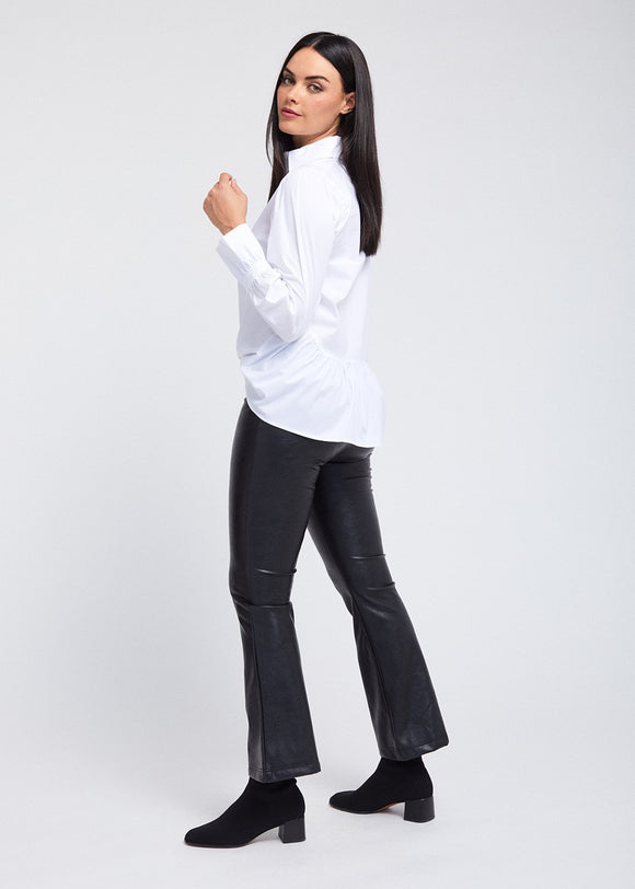 Madrid Pleated Sleeve & Cuff Opening White Shirt With Flounce Back
