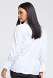 Madrid Pleated Sleeve & Cuff Opening White Shirt With Flounce Back