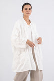Dyed Cotton Silk Voile Wavy Tuck Oversized Shirt