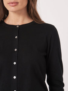 Black Silk Cashmere Short Cardigan
