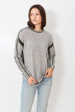 Charcoal Cashmere Step Hem with White Stripe