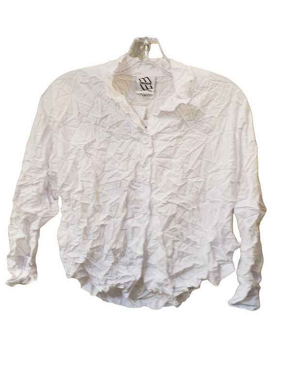 Simple Crop Crinkle White Shirt