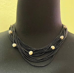 Black Multi Chain Layered Necklace