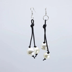 Leatherette With Love Faux White Pearl Earrings
