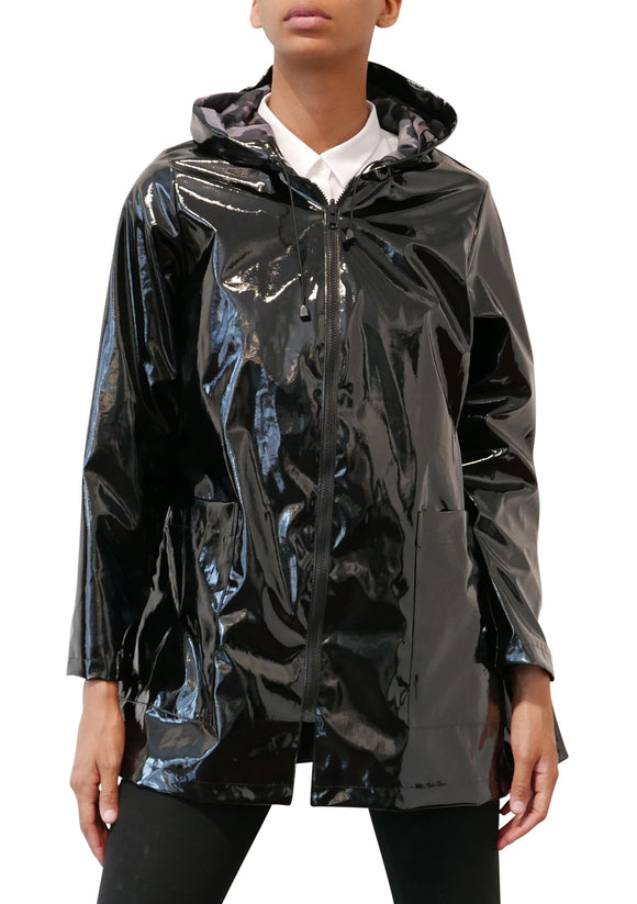 Black Patent Raincoat