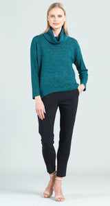 Ribbed Soft Turtleneck Sweater W/Ribbed Hem