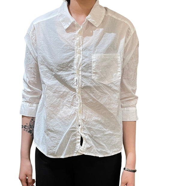 Cropped White Cotton Shirt