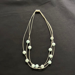 Silver Necklace with Blue Agate Beads