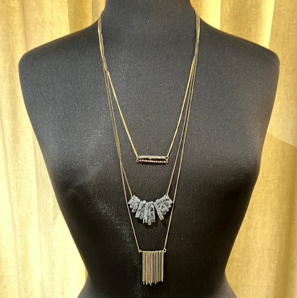 Necklace 3 Row With Chain Tassle