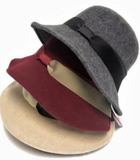 Boiled Wool Black Brim Hat w/ Two Tone Ribbon