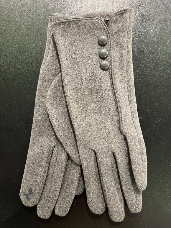 Gray Gloves with Buttons