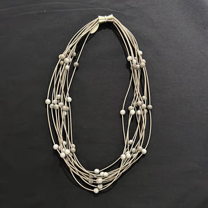 Silver Necklace with Slate Beads