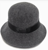 Boiled Wool Black Brim Hat w/ Two Tone Ribbon