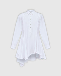 White Cotton Asymmetrical Shirt